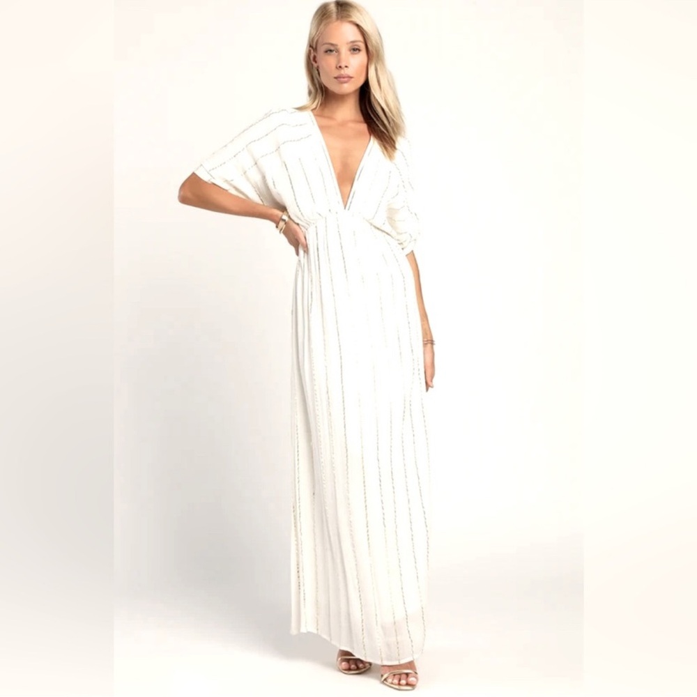 LULUS Goddess Vibes White Maxi Dress